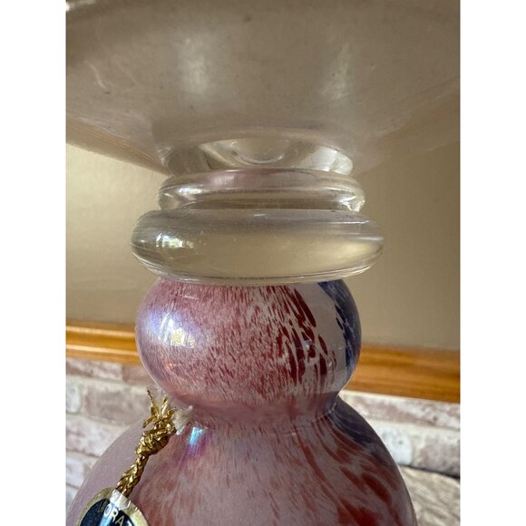 Vintage Murano Glass Pink & Blue Swirled Candlestick Made In Italy Cristalvi - Picture 4 of 13